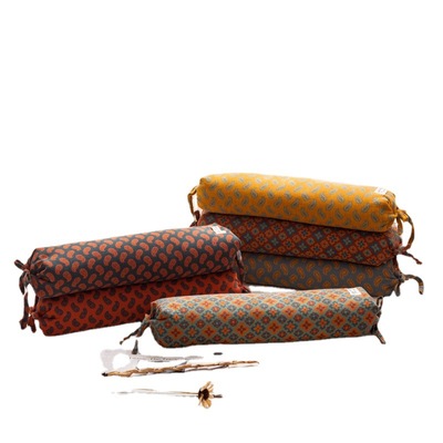 纯棉成人荞麦壳颈椎枕头圆枕套全棉双层纱睡觉专用圆柱糖果枕芯套