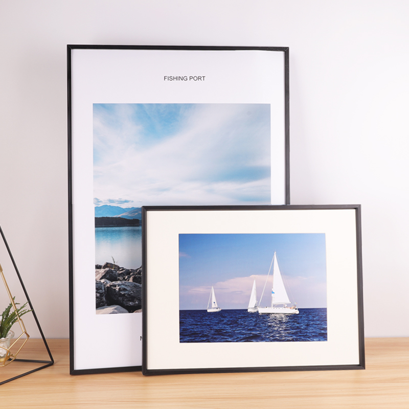 简约窄边铝合金画框装裱8k4开A2海报外框定制A3相框挂墙拼图框架