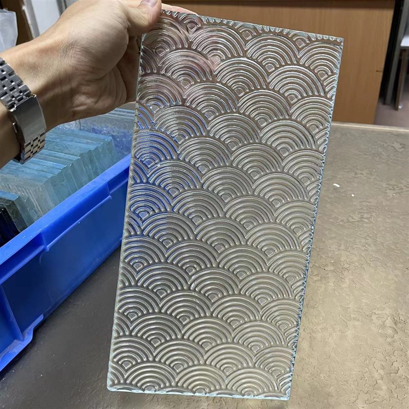 超白热熔凹凸纹夹丝玻璃屏风隔断定制酒店大厅夹娟双层钢化玻璃