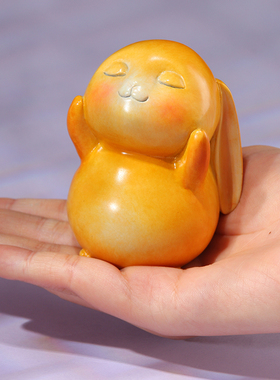 2023兔年新款兔子摆件《富贵兔》铜工艺品可爱生肖兔家居饰品礼物