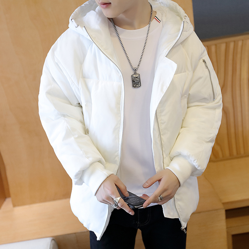冬天男士连帽短款加厚羽绒棉服男学生白色大码情侣棉衣新款面包服