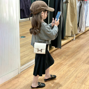 2023秋季新款女童宽松长袖短款T恤百搭高腰弹力鱼尾包臀裙半身裙