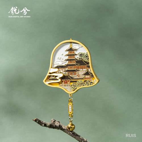 苏州园林系列可互动金属冰箱贴
