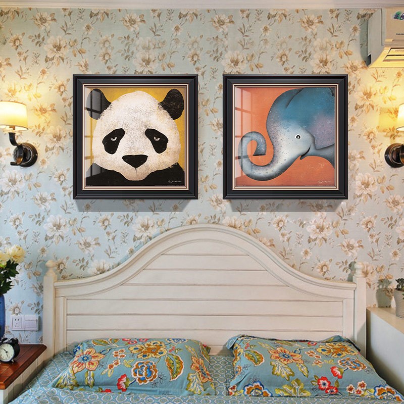 北欧简约装饰画 美式卧室床头装饰画 儿童房挂画 动物壁画 卡通画