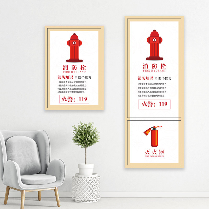 装饰消防栓贴纸画消火栓贴遮挡灭火器配电箱翻新创意个性定制自粘