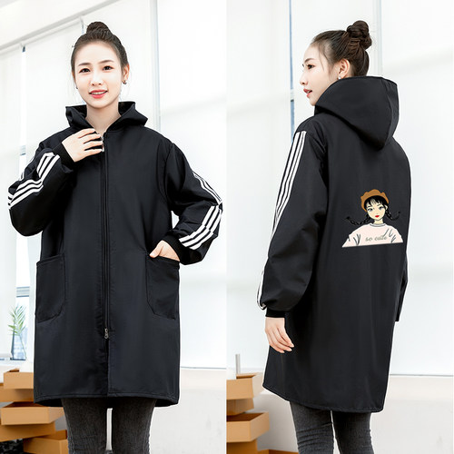 秋冬长袖围裙家用厨房防水罩衣女加绒工作服成人罩衫时尚男士上班