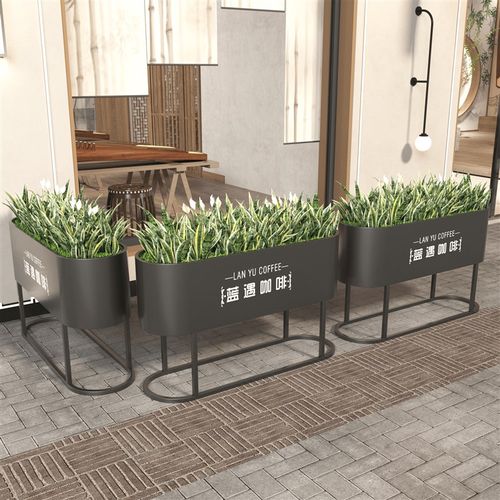 新款户外围栏花架铁艺商业街门店外摆绿植隔断种植箱落地花槽花箱