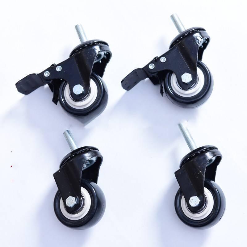 不锈钢置物架38管专用万向轮带轴承两个带手刹超强承重万向轮子