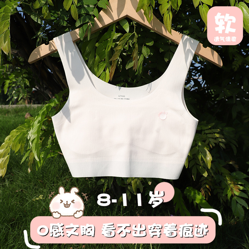 女童内衣夏季小学生髪育期无痕薄款女大童背心莫尔透气内衣礼盒