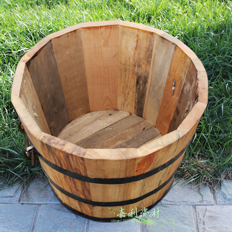 原木色木桶大树盆绿植盆景圆形花盆庭院种树盆实木特大花盆花箱