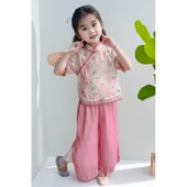 夏款 儿童夏装 2024新款 女童国风套装 宝宝洋气新中式 时髦春秋季 短袖