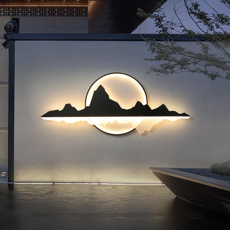 新中式防水壁灯庭院花园墙灯别墅围墙山水造景灯影壁墙灯IP65防水