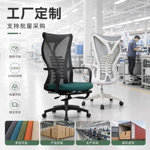 跨境办公室电脑椅可躺旋转午睡带脚踏升降透气椅人体工学椅午休椅