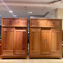红木家具衣柜金花梨木原木菠萝格全实G木新中式推拉门顶箱衣柜整