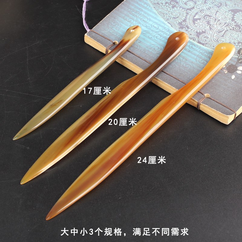 真牛角裁纸刀宣纸专用木制切纸刀手工复古割纸拆信刀书法文房用品