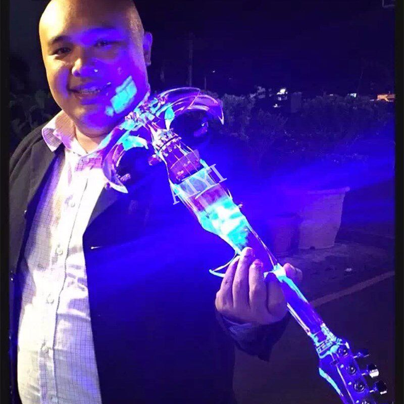 新款吉它琴头水晶小提琴 水晶电子小提琴  透明电子小提琴