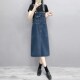 加大码 2024中长裙新款 夏季 百搭宽松显瘦背带裙牛仔吊带休闲连衣裙