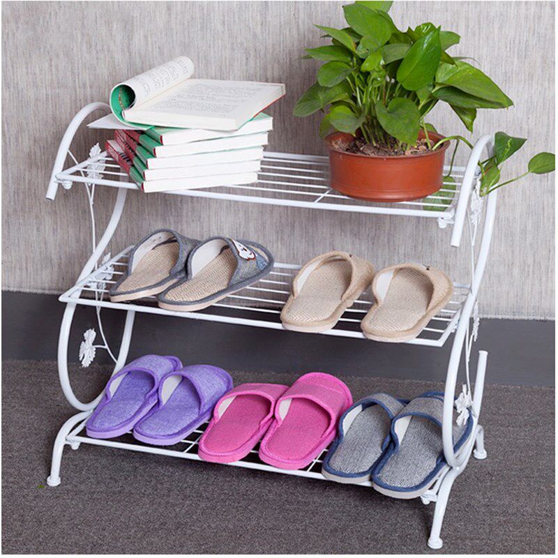 欧式铁艺鞋架多层花架简易客厅收纳鞋柜铁架子经济型置物架多工能