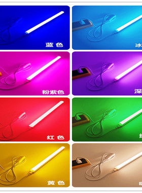 彩色T5T8led灯管红色蓝色绿色紫色红紫绿蓝光鱼缸一体化日光光管