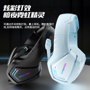 电脑耳机头戴式电竞游戏台式降噪加长有线耳麦吃鸡带麦克风二合一