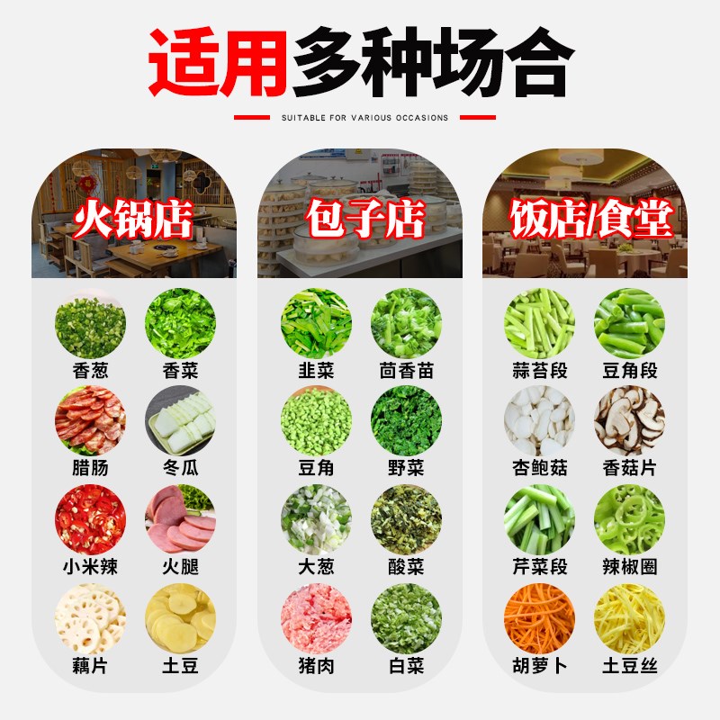 多功能切菜机食堂饭店商用韭菜葱花辣椒切段机切片机土豆切丝神器