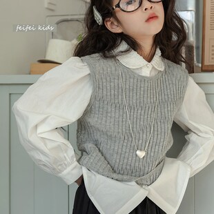 菲菲的衣柜女童针织毛衣背心春季2025新款儿童短款洋气童装上衣潮