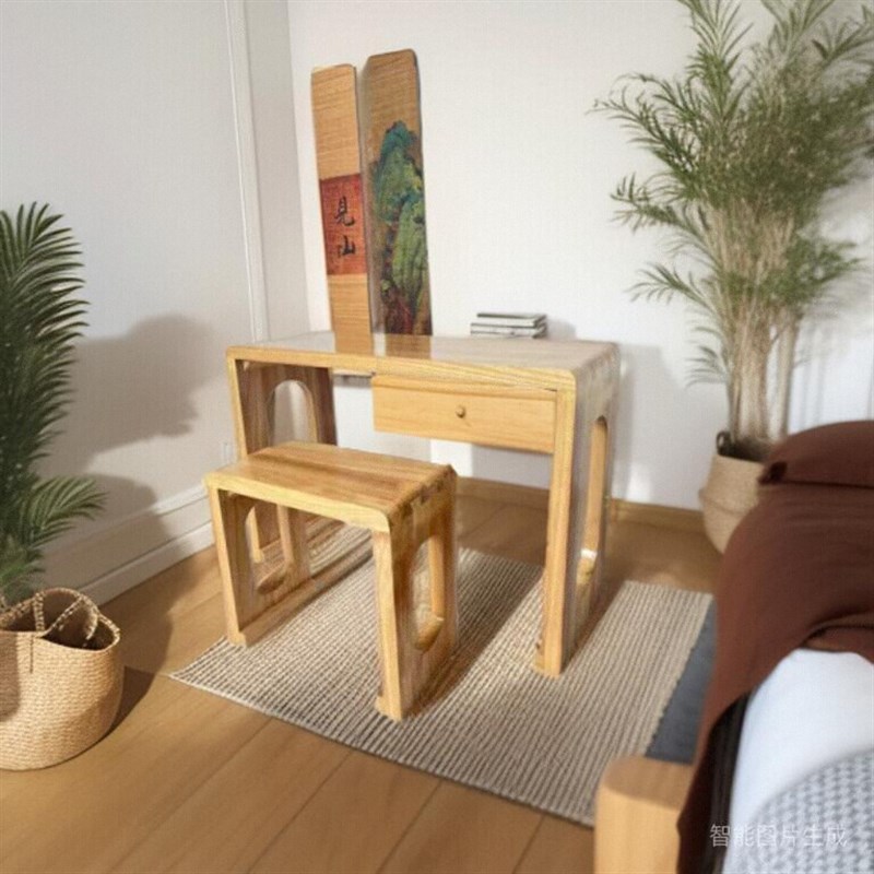 桐木燕尾榫卯结构原木色共鸣古琴桌凳仿古整体实木书法国学书画桌