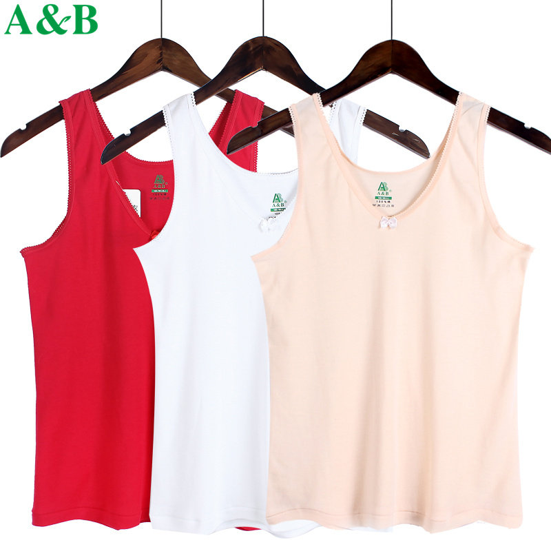 AB罗纹背心女士纯棉春夏款吊带红色外穿内搭打底弹力透气无袖汗衫