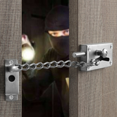 防盗门链插销门锁扣304不锈钢免打孔门内反锁扣酒店安全门栓门扣