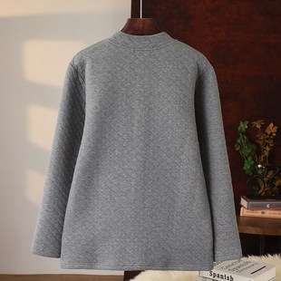 老年人保暖内衣男款夹棉单件上衣纯棉开衫老人贴身加绒加厚男秋衣