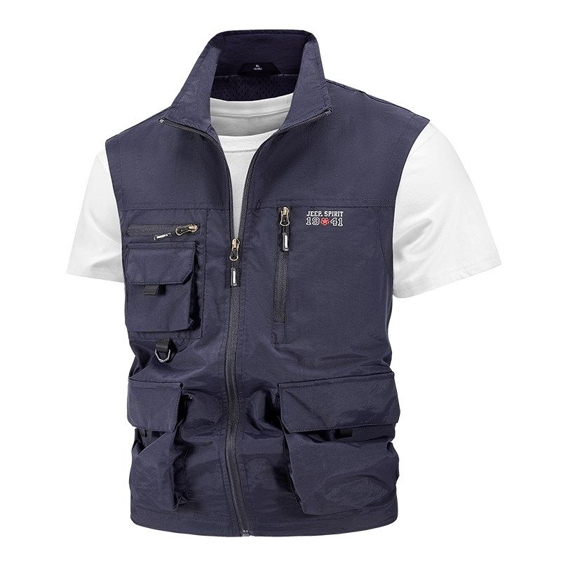 户外工装马甲男夏季薄款马夹春秋多口袋背心摄影钓鱼透气无袖外套