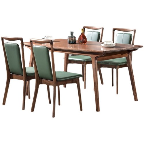 黑胡桃木实木餐桌椅组合家用1.6米长方形餐厅意式北欧大户饭桌子