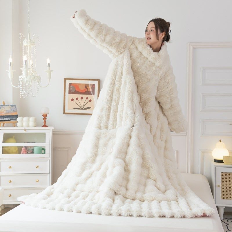 可以穿的被子带袖子的懒人被兔毛绒抱枕被多功能加厚保暖防踢被,床上用品,化纤被,淘宝优惠券,粉丝福利购,淘宝优惠卷