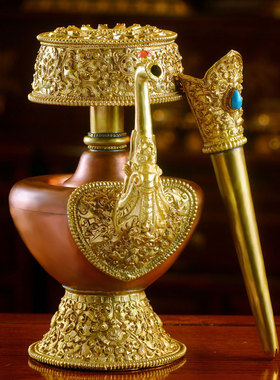 西藏佛具纯铜净水瓶文巴壶贲巴壶灌顶器物尼泊尔工艺宝瓶供瓶大小