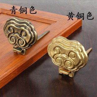 新中式纯铜匾托黄铜挂钩仿古牌匾字钉云托框底托匾额挂钩装饰配件