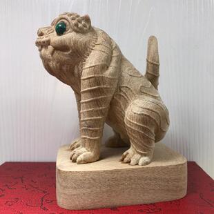 香樟木桧木雕刻虎爷将军虎神实木摆件家居玄关寺庙供奉装饰工艺品