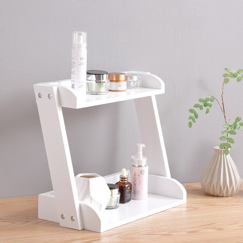 实木简易桌上双层化妆品收纳置物架办公室洗漱台桌面木质收纳架子
