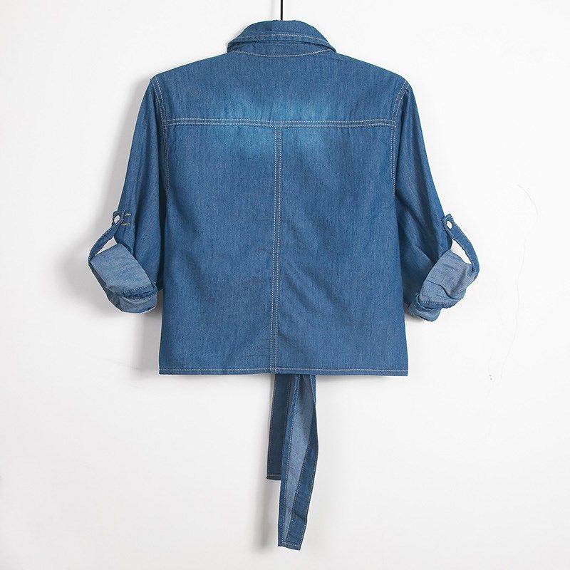 洗水牛仔短外套女夏季2024年小披肩长袖卷短袖开衫薄款上衣衬衫,女装/女士精品,短外套,淘宝优惠券,粉丝福利购,淘宝优惠卷
