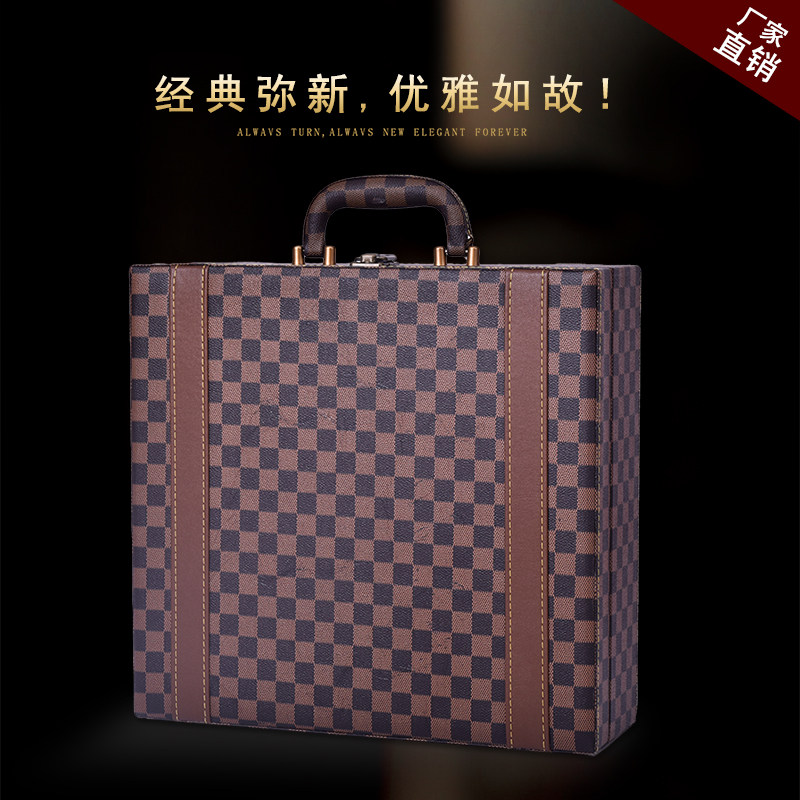 红酒盒红酒包装盒礼品盒子四支葡萄酒盒4只装皮盒包装箱定制