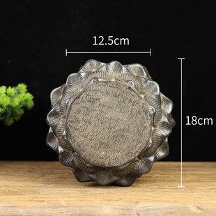 中式复古青石雕刻摆件 莲花兽头石鼓墩 花盆底座石柱老石头旧石墩