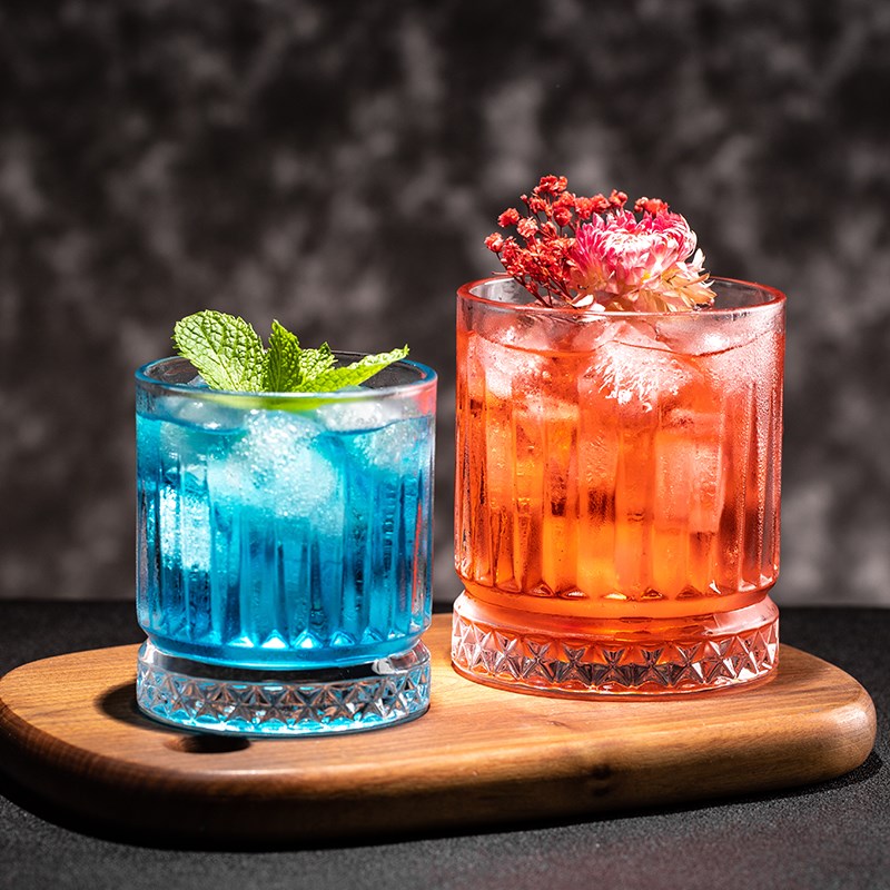无铅玻璃威士忌杯古典厚底条纹杯烈酒杯圆冰球杯子鸡尾酒杯洋酒杯