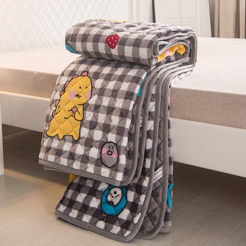 冬季法兰绒加绒床垫软垫被褥子双人铺床加厚毛毯1.8m单人五米防滑