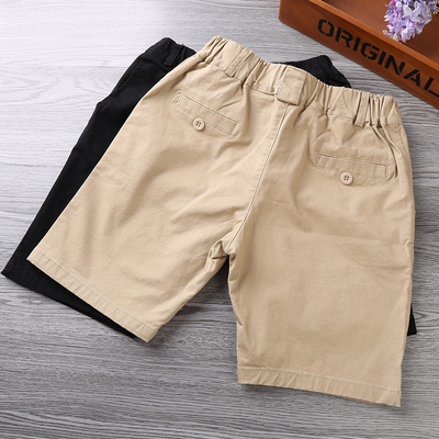 儿童短裤男童卡其色夏装裤子中大童校服裤休闲西裤中裤小学生校裤