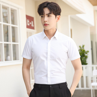 薄款 2021夏季 灰色工作服商务修身 青年西装 衬衣 职业衬衫 正装 男短袖