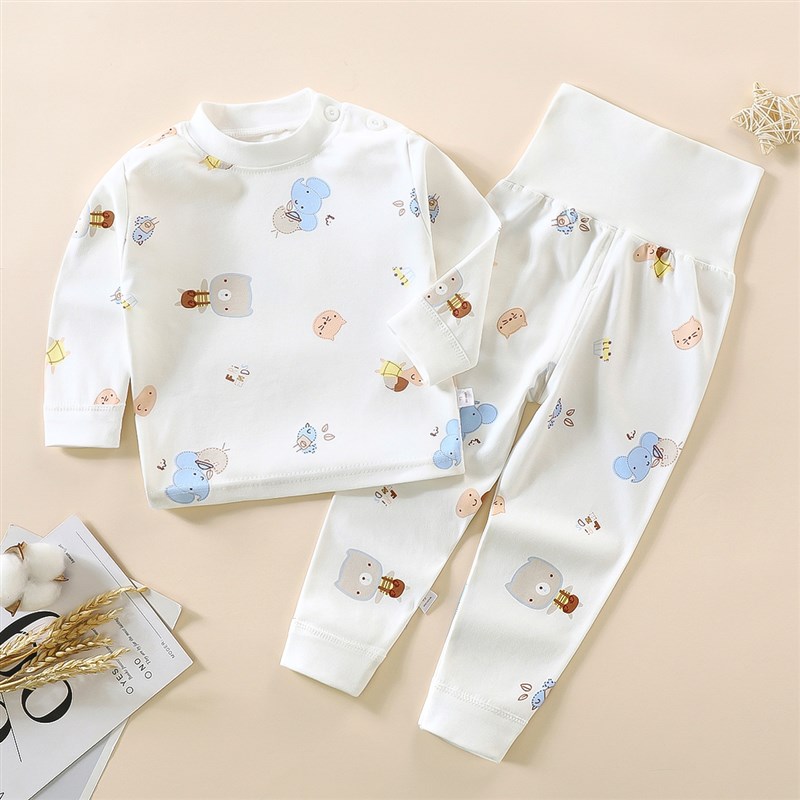 宝宝高腰护肚套装婴儿秋衣秋裤男童女童家居服睡衣04可开档