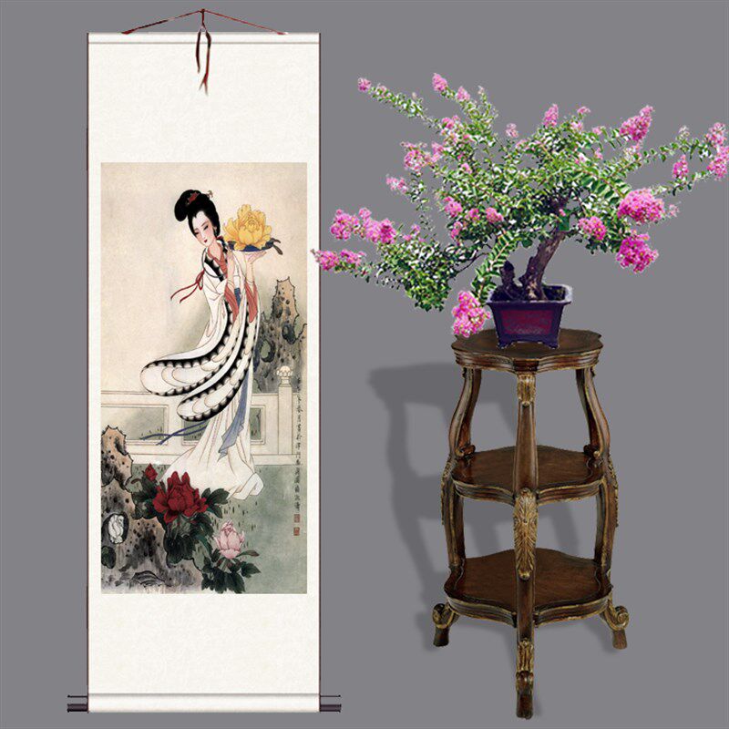 仕女图 古代人物丝绸画 客厅办公室挂画 装饰画卷轴画国画定做