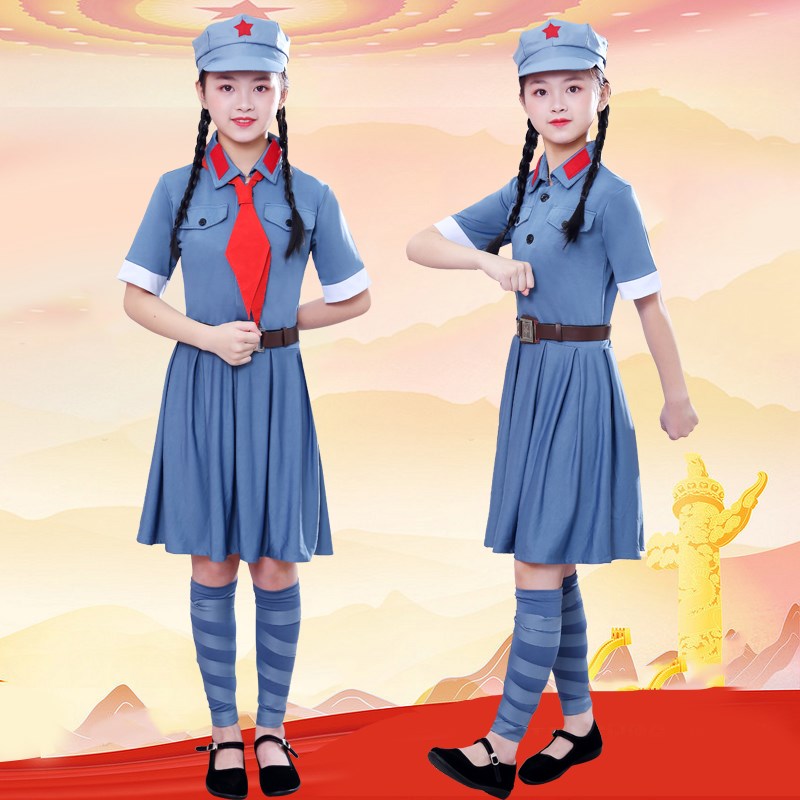 六一儿童军装小红军演出服红星闪闪男女童八路军学生合唱表演服装
