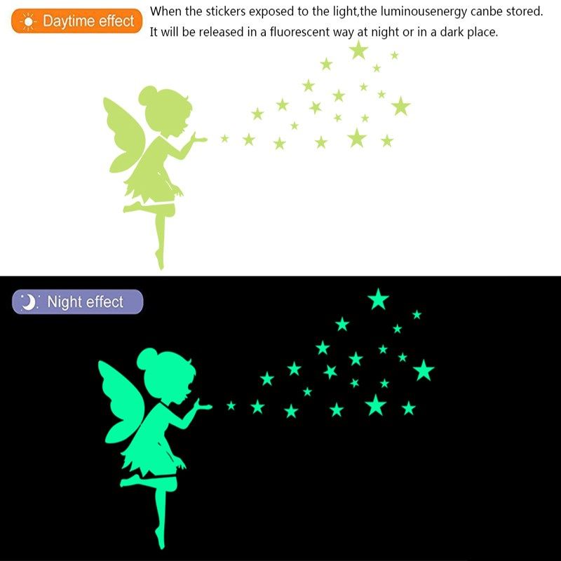 夜光贴纸仙女发光星星墙贴儿童房墙面布置客厅卧室天花板创意贴画,家居饰品,软装墙贴,淘宝优惠券,粉丝福利购,淘宝优惠卷