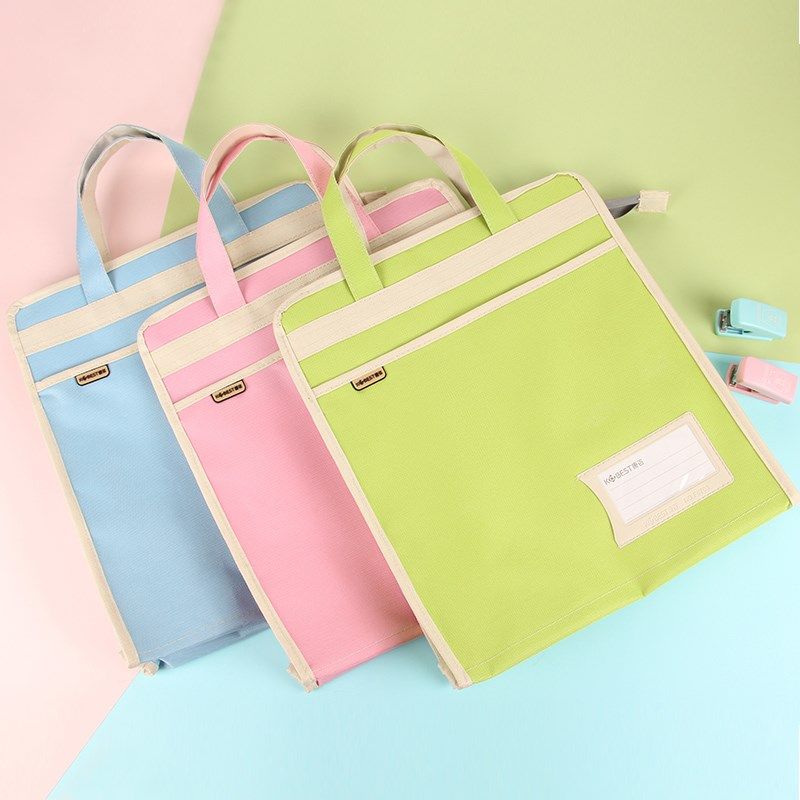 康百休闲竖式手提袋a4文件袋学生开口白加厚立体大容量插卡定制