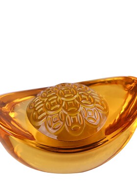 聚宝盆水晶摆件金元宝家居饰品客厅桌面装饰高端中式传统礼品